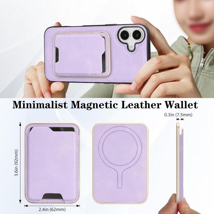 For iPhone 17 Kalebol Slim MagSafe Ring Magnetic Card Bag Leather Phone Case(Purple) - iPhone 17 Cases by Kalebol | Online Shopping UK | buy2fix