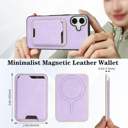 For iPhone 17 Kalebol Slim MagSafe Ring Magnetic Card Bag Leather Phone Case(Purple) - iPhone 17 Cases by Kalebol | Online Shopping UK | buy2fix