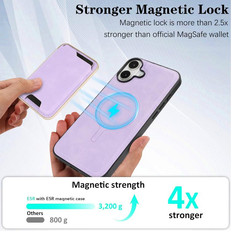 For iPhone 17 Kalebol Slim MagSafe Ring Magnetic Card Bag Leather Phone Case(Purple) - iPhone 17 Cases by Kalebol | Online Shopping UK | buy2fix