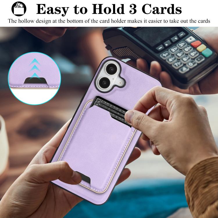 For iPhone 17 Kalebol Slim MagSafe Ring Magnetic Card Bag Leather Phone Case(Purple) - iPhone 17 Cases by Kalebol | Online Shopping UK | buy2fix