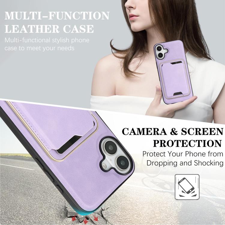 For iPhone 17 Kalebol Slim MagSafe Ring Magnetic Card Bag Leather Phone Case(Purple) - iPhone 17 Cases by Kalebol | Online Shopping UK | buy2fix