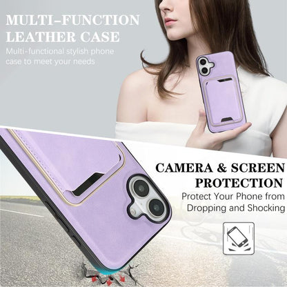 For iPhone 17 Kalebol Slim MagSafe Ring Magnetic Card Bag Leather Phone Case(Purple) - iPhone 17 Cases by Kalebol | Online Shopping UK | buy2fix