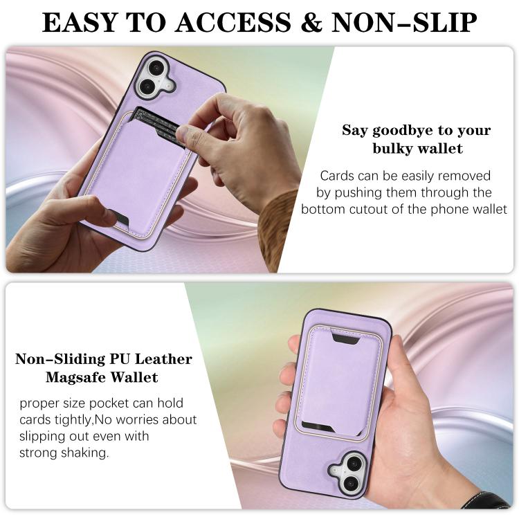 For iPhone 17 Kalebol Slim MagSafe Ring Magnetic Card Bag Leather Phone Case(Purple) - iPhone 17 Cases by Kalebol | Online Shopping UK | buy2fix