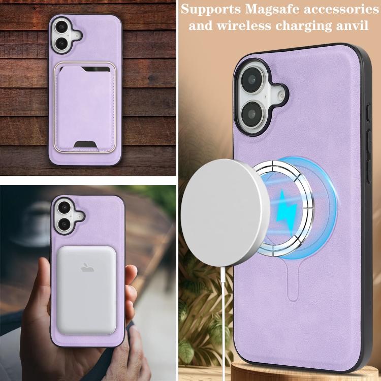 For iPhone 17 Kalebol Slim MagSafe Ring Magnetic Card Bag Leather Phone Case(Purple) - iPhone 17 Cases by Kalebol | Online Shopping UK | buy2fix
