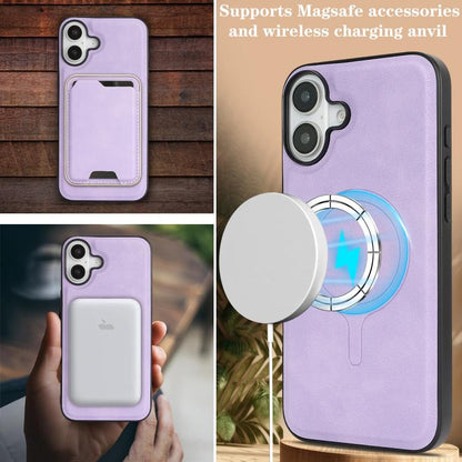 For iPhone 17 Kalebol Slim MagSafe Ring Magnetic Card Bag Leather Phone Case(Purple) - iPhone 17 Cases by Kalebol | Online Shopping UK | buy2fix