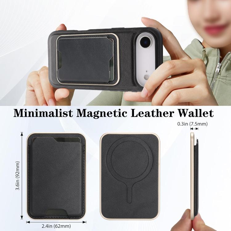 For iPhone Air Kalebol Slim MagSafe Ring Magnetic Card Bag Leather Phone Case(Black) - iPhone Air Cases by Kalebol | Online Shopping UK | buy2fix