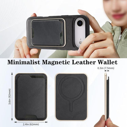 For iPhone Air Kalebol Slim MagSafe Ring Magnetic Card Bag Leather Phone Case(Black) - iPhone Air Cases by Kalebol | Online Shopping UK | buy2fix