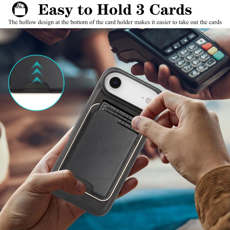 For iPhone Air Kalebol Slim MagSafe Ring Magnetic Card Bag Leather Phone Case(Black) - iPhone Air Cases by Kalebol | Online Shopping UK | buy2fix