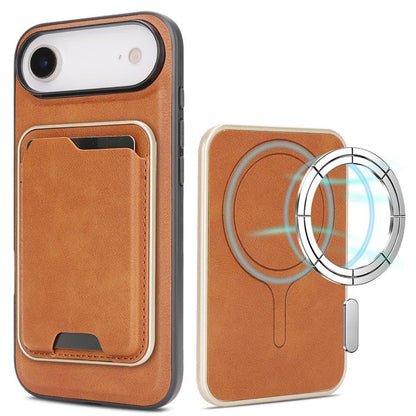 For iPhone 17 Air Kalebol Slim MagSafe Ring Magnetic Card Bag Leather Phone Case(Brown) - iPhone 17 Air Cases by Kalebol | Online Shopping UK | buy2fix