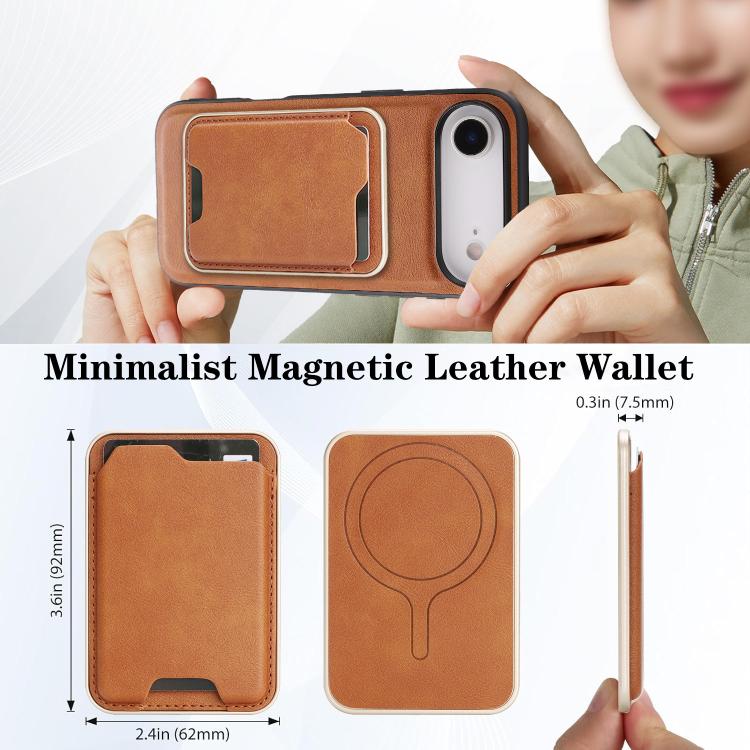 For iPhone 17 Air Kalebol Slim MagSafe Ring Magnetic Card Bag Leather Phone Case(Brown) - iPhone 17 Air Cases by Kalebol | Online Shopping UK | buy2fix