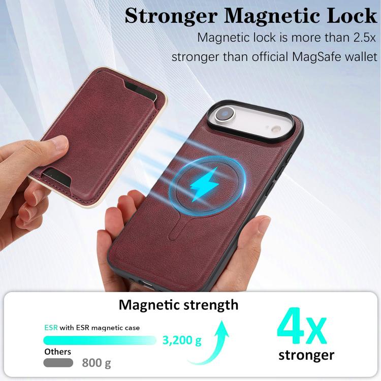 For iPhone 17 Air Kalebol Slim MagSafe Ring Magnetic Card Bag Leather Phone Case(Red) - iPhone 17 Air Cases by Kalebol | Online Shopping UK | buy2fix