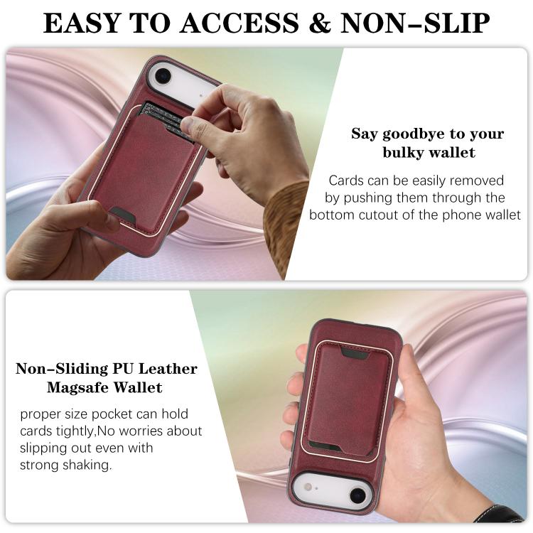 For iPhone 17 Air Kalebol Slim MagSafe Ring Magnetic Card Bag Leather Phone Case(Red) - iPhone 17 Air Cases by Kalebol | Online Shopping UK | buy2fix