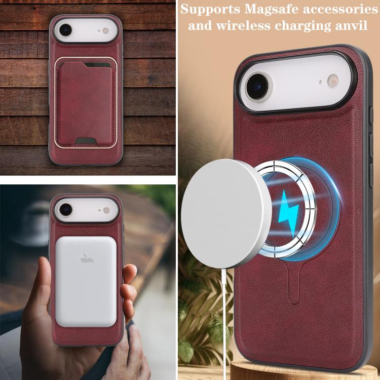 For iPhone 17 Air Kalebol Slim MagSafe Ring Magnetic Card Bag Leather Phone Case(Red) - iPhone 17 Air Cases by Kalebol | Online Shopping UK | buy2fix