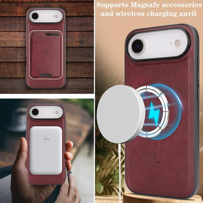 For iPhone 17 Air Kalebol Slim MagSafe Ring Magnetic Card Bag Leather Phone Case(Red) - iPhone 17 Air Cases by Kalebol | Online Shopping UK | buy2fix