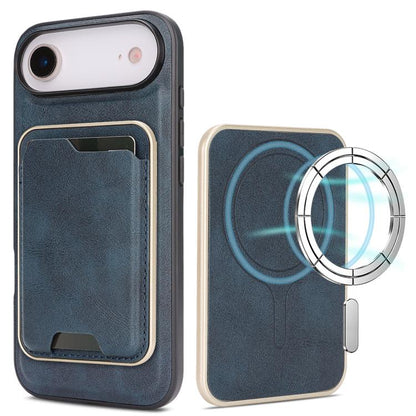 For iPhone Air Kalebol Slim MagSafe Ring Magnetic Card Bag Leather Phone Case(Blue) - iPhone Air Cases by Kalebol | Online Shopping UK | buy2fix