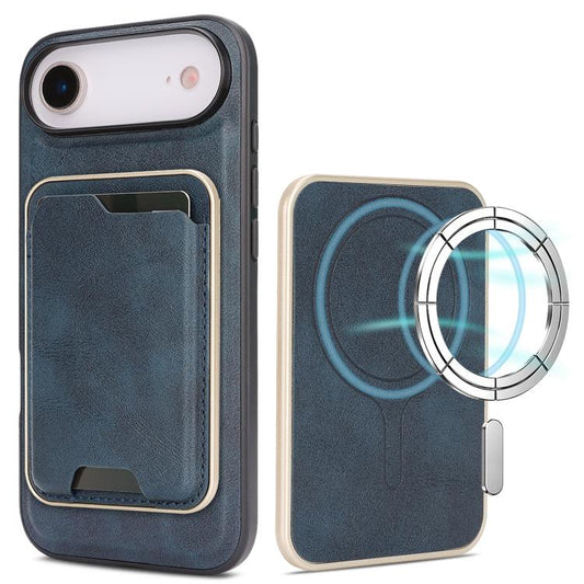 For iPhone Air Kalebol Slim MagSafe Ring Magnetic Card Bag Leather Phone Case(Blue) - iPhone Air Cases by Kalebol | Online Shopping UK | buy2fix