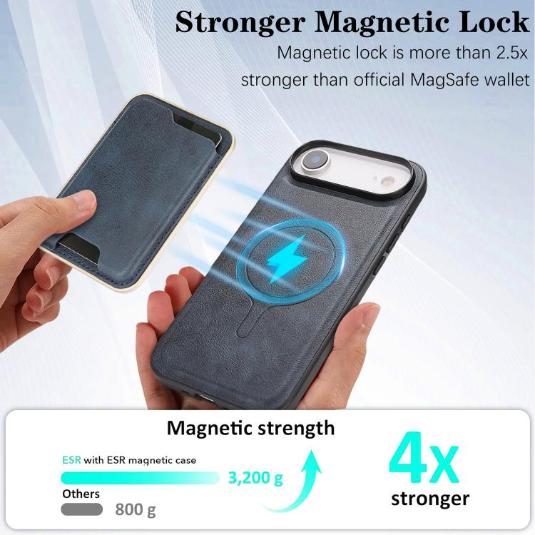 For iPhone Air Kalebol Slim MagSafe Ring Magnetic Card Bag Leather Phone Case(Blue) - iPhone Air Cases by Kalebol | Online Shopping UK | buy2fix