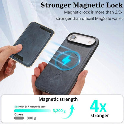 For iPhone Air Kalebol Slim MagSafe Ring Magnetic Card Bag Leather Phone Case(Blue) - iPhone Air Cases by Kalebol | Online Shopping UK | buy2fix