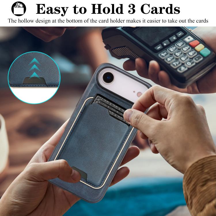 For iPhone Air Kalebol Slim MagSafe Ring Magnetic Card Bag Leather Phone Case(Blue) - iPhone Air Cases by Kalebol | Online Shopping UK | buy2fix