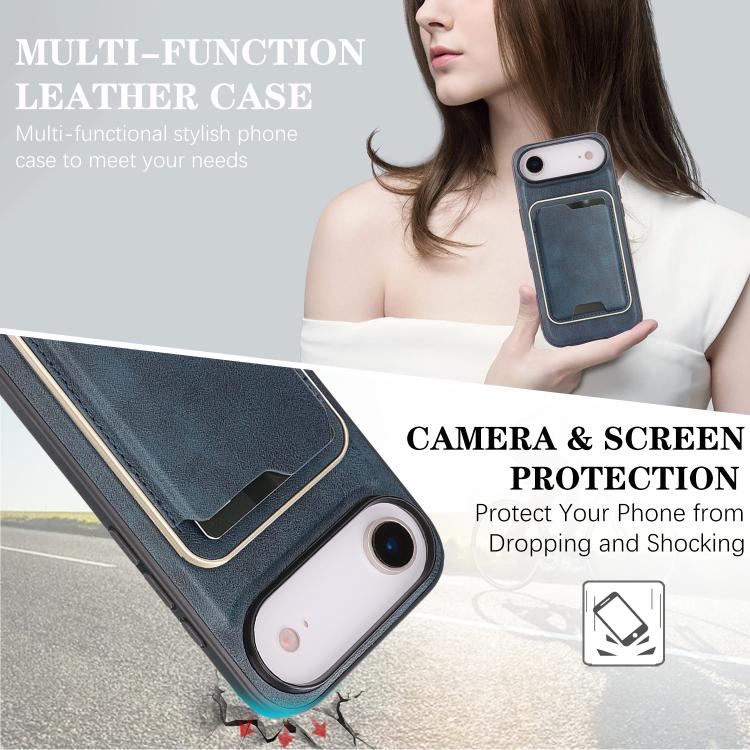 For iPhone Air Kalebol Slim MagSafe Ring Magnetic Card Bag Leather Phone Case(Blue) - iPhone Air Cases by Kalebol | Online Shopping UK | buy2fix