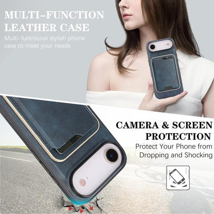 For iPhone Air Kalebol Slim MagSafe Ring Magnetic Card Bag Leather Phone Case(Blue) - iPhone Air Cases by Kalebol | Online Shopping UK | buy2fix