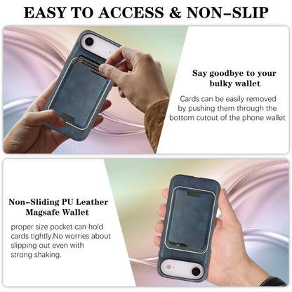 For iPhone Air Kalebol Slim MagSafe Ring Magnetic Card Bag Leather Phone Case(Blue) - iPhone Air Cases by Kalebol | Online Shopping UK | buy2fix