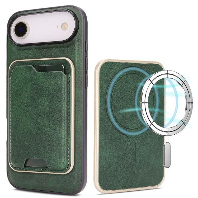 For iPhone Air Kalebol Slim MagSafe Ring Magnetic Card Bag Leather Phone Case(Green) - iPhone Air Cases by Kalebol | Online Shopping UK | buy2fix