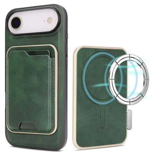 For iPhone Air Kalebol Slim MagSafe Ring Magnetic Card Bag Leather Phone Case(Green) - iPhone Air Cases by Kalebol | Online Shopping UK | buy2fix