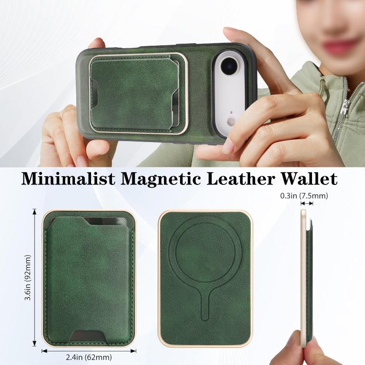 For iPhone Air Kalebol Slim MagSafe Ring Magnetic Card Bag Leather Phone Case(Green) - iPhone Air Cases by Kalebol | Online Shopping UK | buy2fix