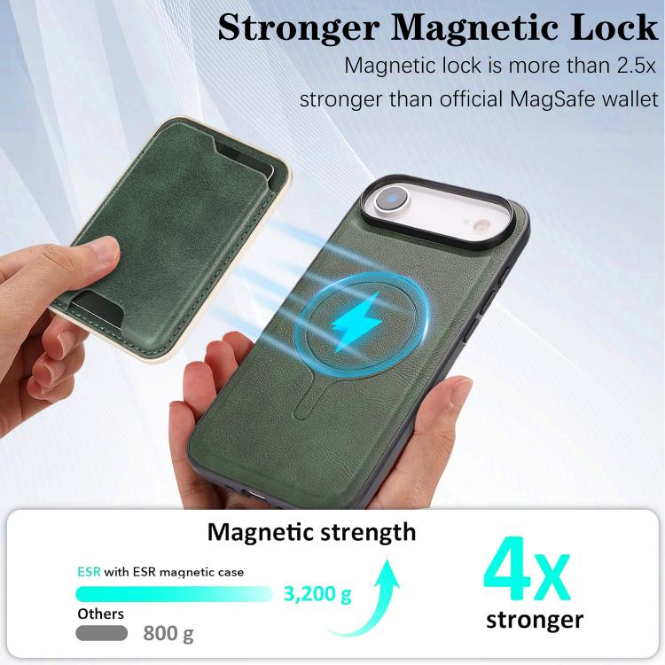 For iPhone Air Kalebol Slim MagSafe Ring Magnetic Card Bag Leather Phone Case(Green) - iPhone Air Cases by Kalebol | Online Shopping UK | buy2fix