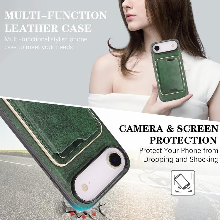 For iPhone Air Kalebol Slim MagSafe Ring Magnetic Card Bag Leather Phone Case(Green) - iPhone Air Cases by Kalebol | Online Shopping UK | buy2fix