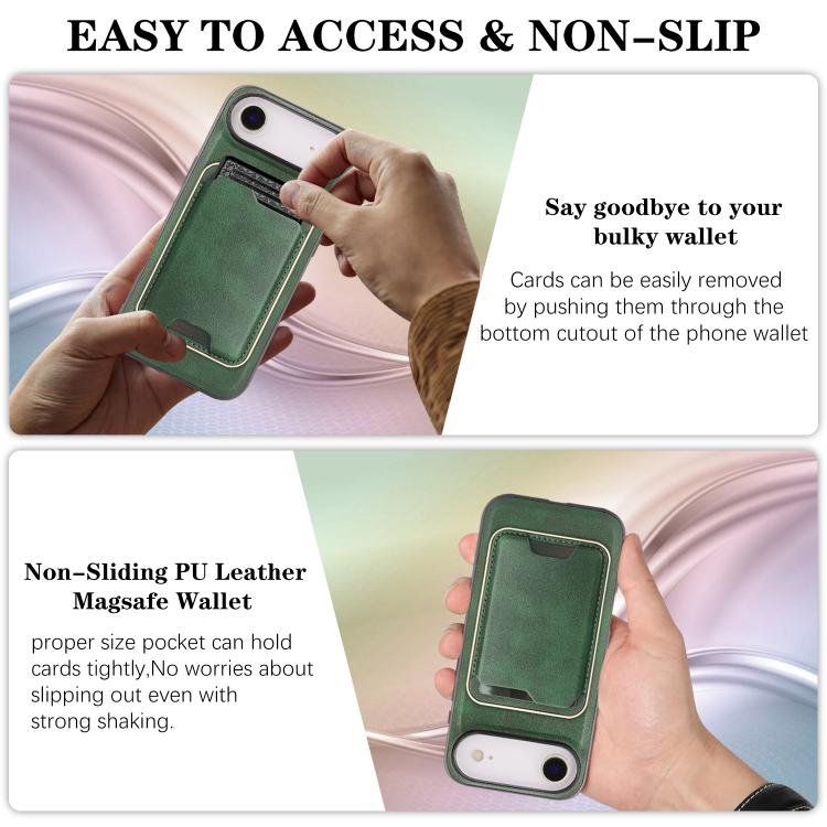 For iPhone Air Kalebol Slim MagSafe Ring Magnetic Card Bag Leather Phone Case(Green) - iPhone Air Cases by Kalebol | Online Shopping UK | buy2fix