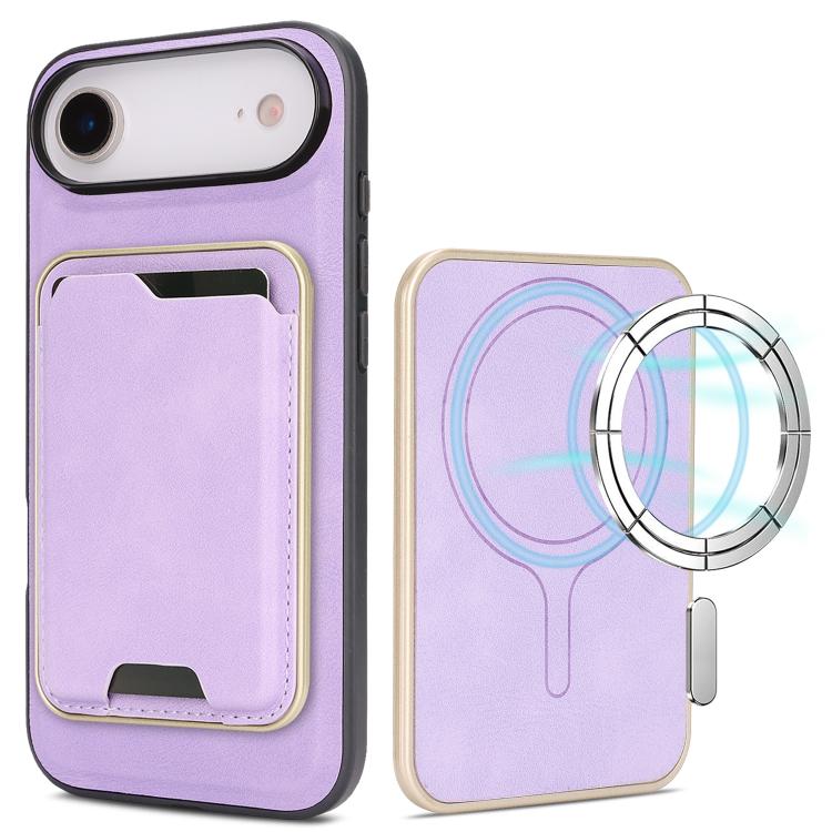For iPhone 17 Air Kalebol Slim MagSafe Ring Magnetic Card Bag Leather Phone Case(Purple) - iPhone 17 Air Cases by Kalebol | Online Shopping UK | buy2fix