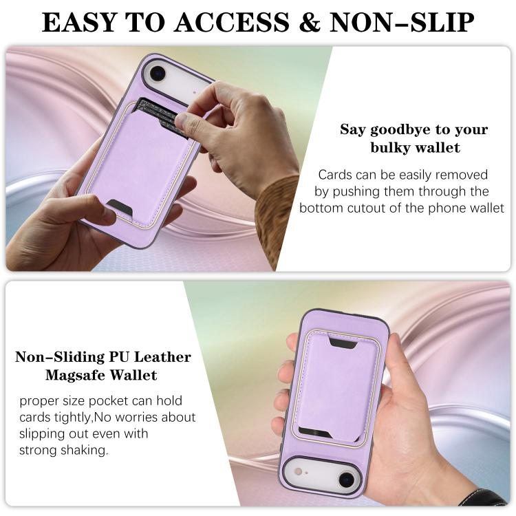 For iPhone 17 Air Kalebol Slim MagSafe Ring Magnetic Card Bag Leather Phone Case(Purple) - iPhone 17 Air Cases by Kalebol | Online Shopping UK | buy2fix
