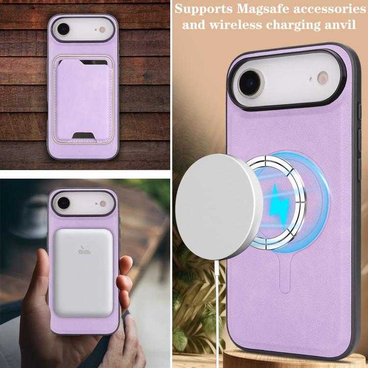 For iPhone 17 Air Kalebol Slim MagSafe Ring Magnetic Card Bag Leather Phone Case(Purple) - iPhone 17 Air Cases by Kalebol | Online Shopping UK | buy2fix