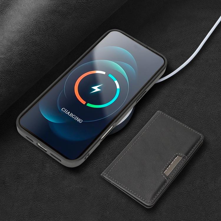 For iPhone 17 Pro Max Kalebol Strong MagSafe Magnetic Two-Fold Card Bag Leather Phone Case(Black) - iPhone 17 Pro Max Cases by Kalebol | Online Shopping UK | buy2fix