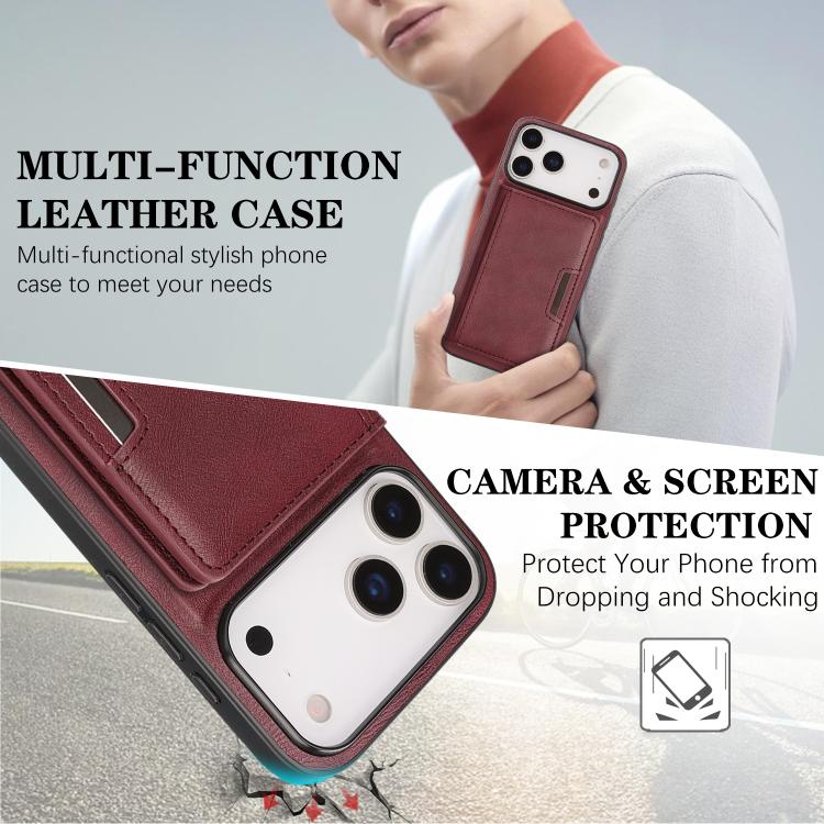 For iPhone 17 Pro Max Kalebol Strong MagSafe Magnetic Two-Fold Card Bag Leather Phone Case(Red) - iPhone 17 Pro Max Cases by Kalebol | Online Shopping UK | buy2fix