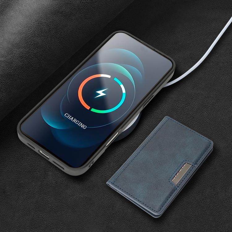 For iPhone 17 Pro Max Kalebol Strong MagSafe Magnetic Two-Fold Card Bag Leather Phone Case(Blue) - iPhone 17 Pro Max Cases by Kalebol | Online Shopping UK | buy2fix