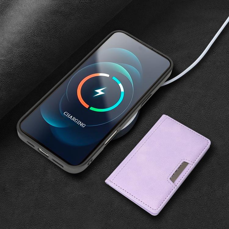 For iPhone 17 Pro Max Kalebol Strong MagSafe Magnetic Two-Fold Card Bag Leather Phone Case(Purple) - iPhone 17 Pro Max Cases by Kalebol | Online Shopping UK | buy2fix