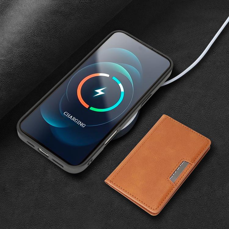 For iPhone 17 Pro Kalebol Strong MagSafe Magnetic Two-Fold Card Bag Leather Phone Case(Brown) - iPhone 17 Pro Cases by Kalebol | Online Shopping UK | buy2fix