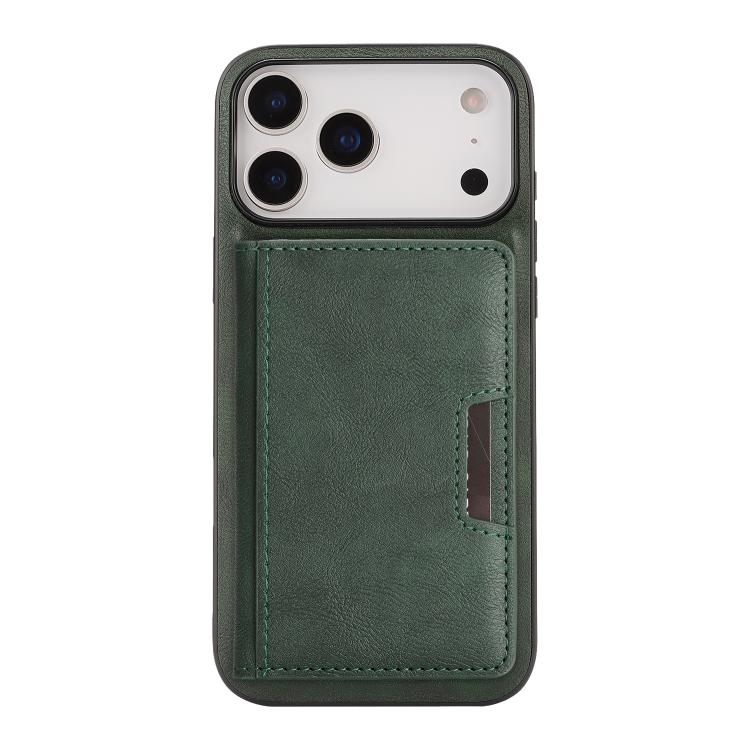 For iPhone 17 Pro Kalebol Strong MagSafe Magnetic Two-Fold Card Bag Leather Phone Case(Green) - iPhone 17 Pro Cases by Kalebol | Online Shopping UK | buy2fix