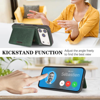 For iPhone 17 Pro Kalebol Strong MagSafe Magnetic Two-Fold Card Bag Leather Phone Case(Green) - iPhone 17 Pro Cases by Kalebol | Online Shopping UK | buy2fix