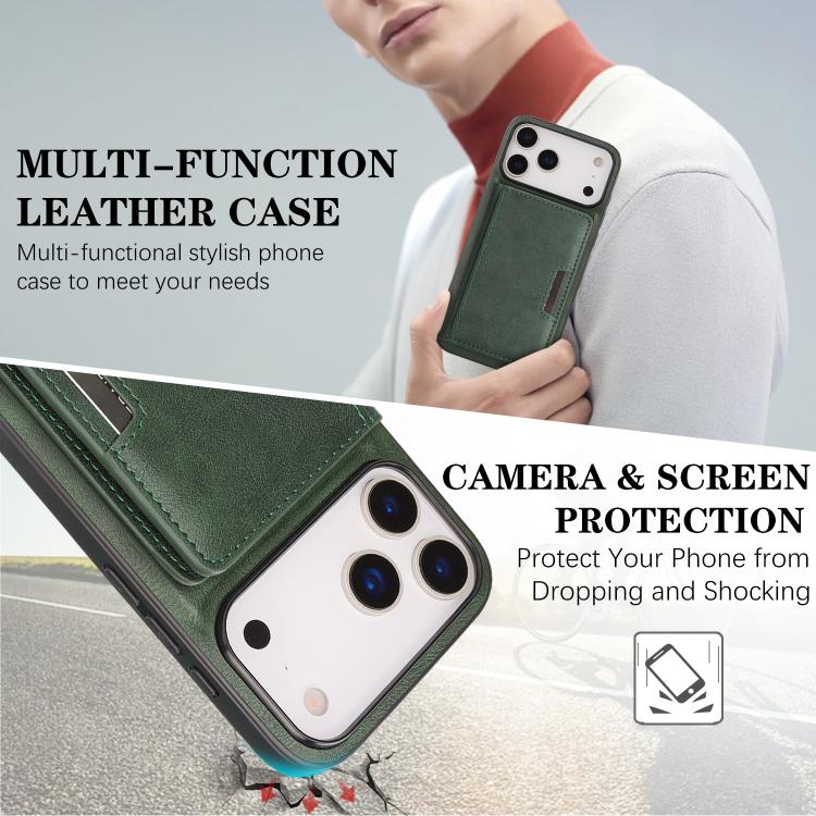 For iPhone 17 Pro Kalebol Strong MagSafe Magnetic Two-Fold Card Bag Leather Phone Case(Green) - iPhone 17 Pro Cases by Kalebol | Online Shopping UK | buy2fix