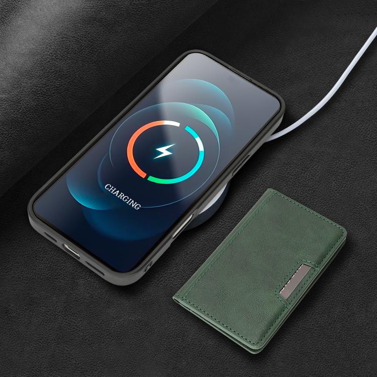 For iPhone 17 Pro Kalebol Strong MagSafe Magnetic Two-Fold Card Bag Leather Phone Case(Green) - iPhone 17 Pro Cases by Kalebol | Online Shopping UK | buy2fix