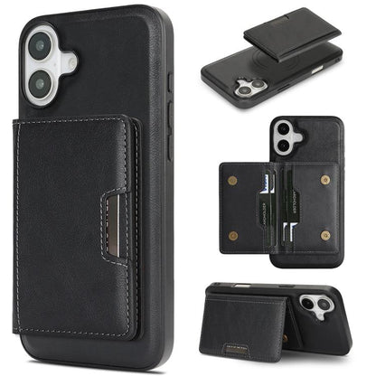 For iPhone 17 Kalebol Strong MagSafe Magnetic Two-Fold Card Bag Leather Phone Case(Black) - iPhone 17 Cases by Kalebol | Online Shopping UK | buy2fix