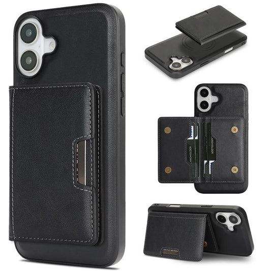 For iPhone 17 Kalebol Strong MagSafe Magnetic Two-Fold Card Bag Leather Phone Case(Black) - iPhone 17 Cases by Kalebol | Online Shopping UK | buy2fix