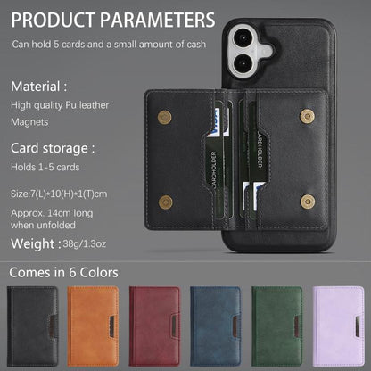 For iPhone 17 Kalebol Strong MagSafe Magnetic Two-Fold Card Bag Leather Phone Case(Black) - iPhone 17 Cases by Kalebol | Online Shopping UK | buy2fix