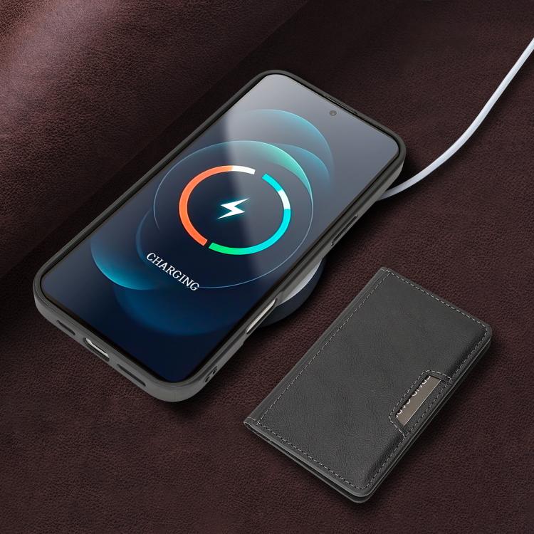 For iPhone 17 Kalebol Strong MagSafe Magnetic Two-Fold Card Bag Leather Phone Case(Black) - iPhone 17 Cases by Kalebol | Online Shopping UK | buy2fix