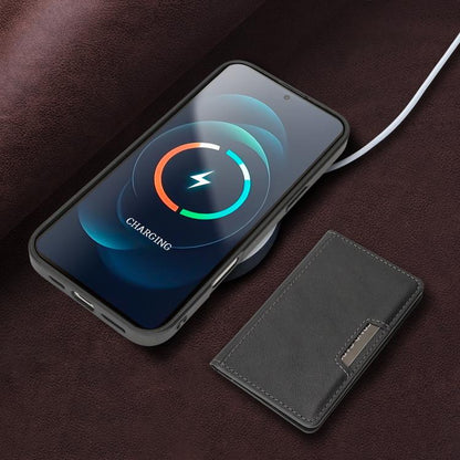 For iPhone 17 Kalebol Strong MagSafe Magnetic Two-Fold Card Bag Leather Phone Case(Black) - iPhone 17 Cases by Kalebol | Online Shopping UK | buy2fix