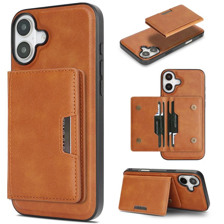 For iPhone 17 Kalebol Strong MagSafe Magnetic Two-Fold Card Bag Leather Phone Case(Brown) - iPhone 17 Cases by Kalebol | Online Shopping UK | buy2fix
